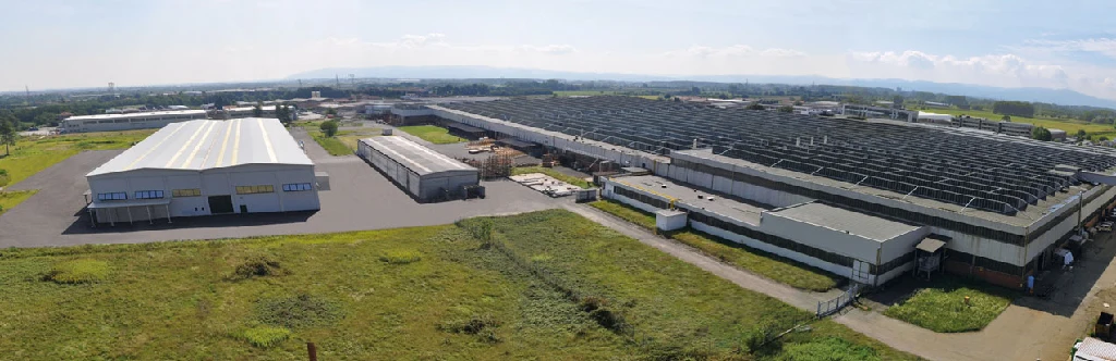 Luftbild des Hauptsitzes der PRASCO Gruppe in Leini bei Turin